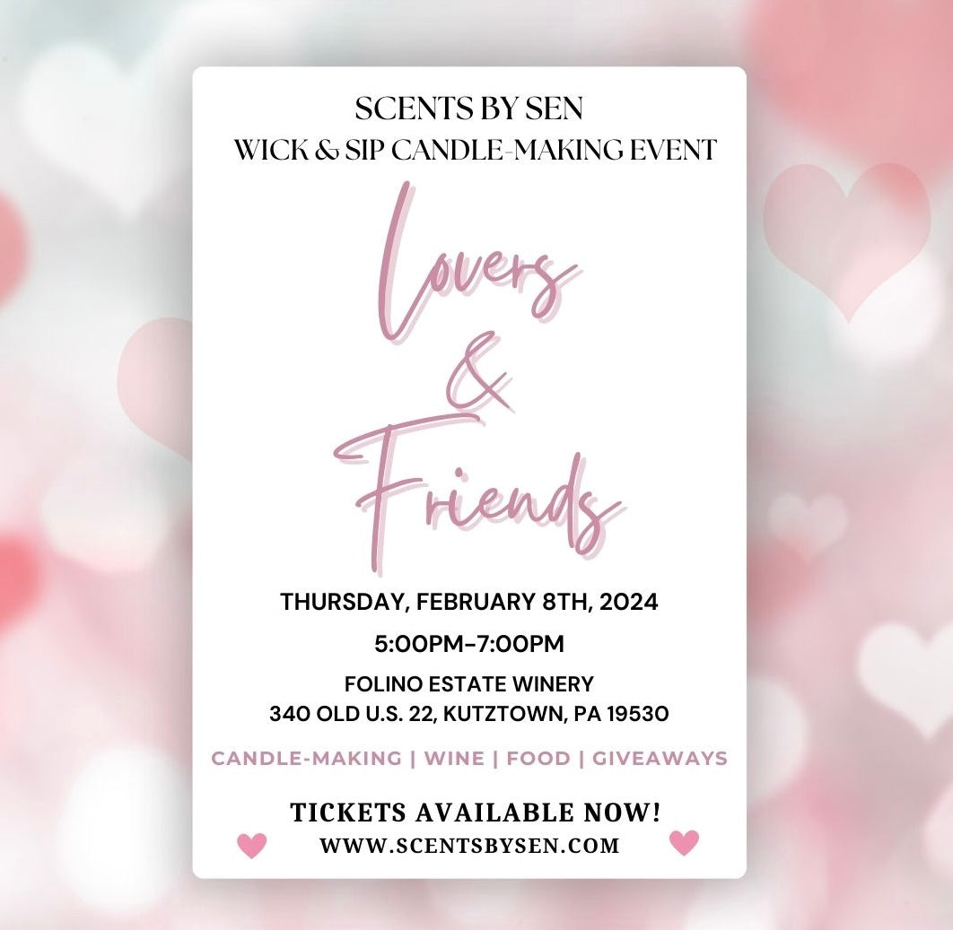 Wick & Sip Candle-Making Class: Lovers & Friends
